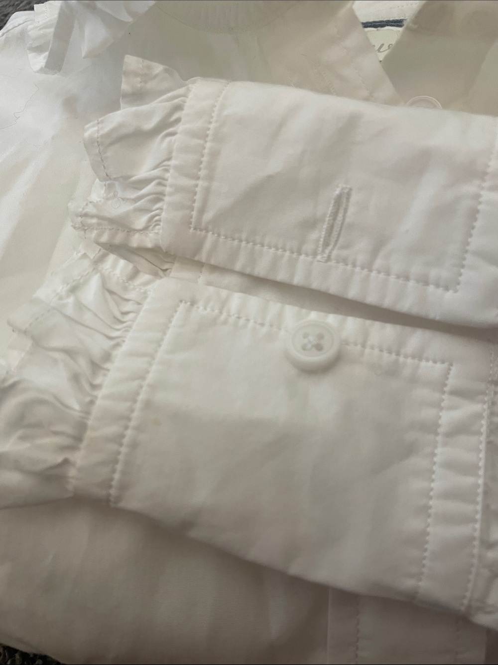 J. Crew White Ruffle Collar Button-Up Shirt - Picture 3 of 9